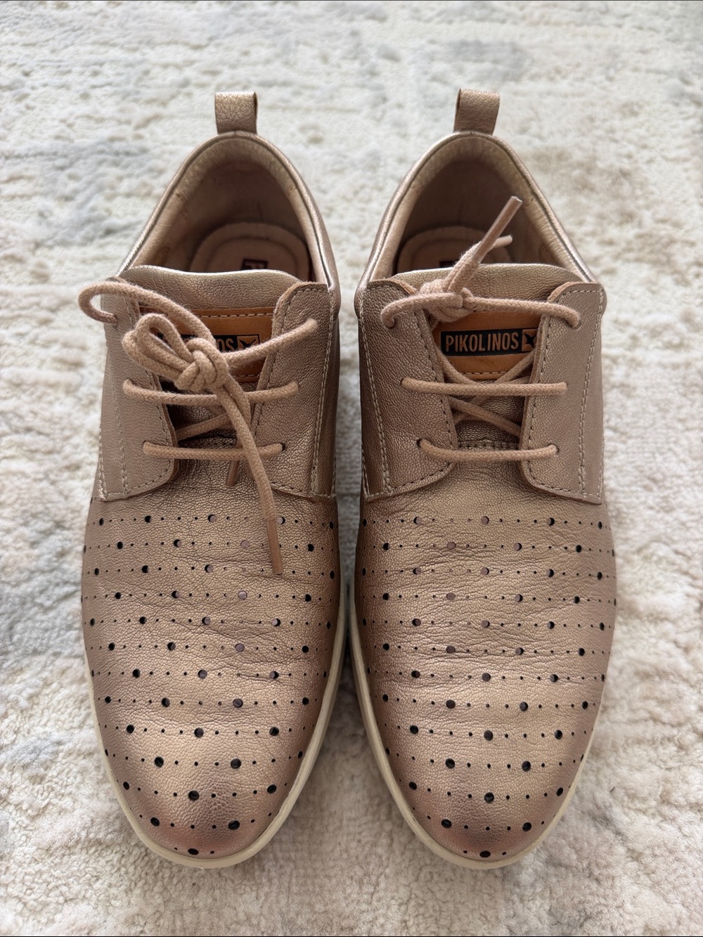 PIKOLINOS Men’s Perforated Derby Shoes in Light Tan